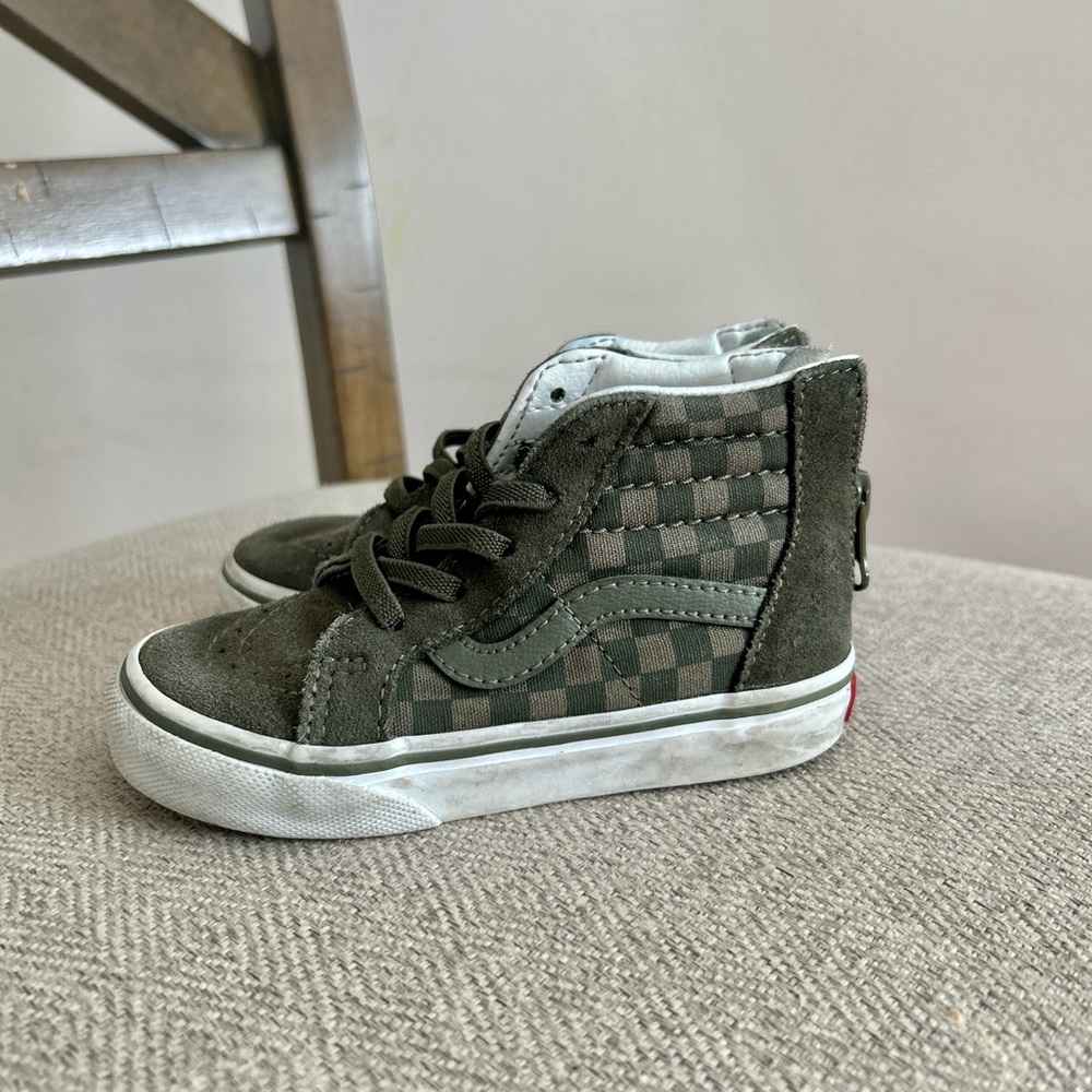 Checkered green vans 7.5c toddler